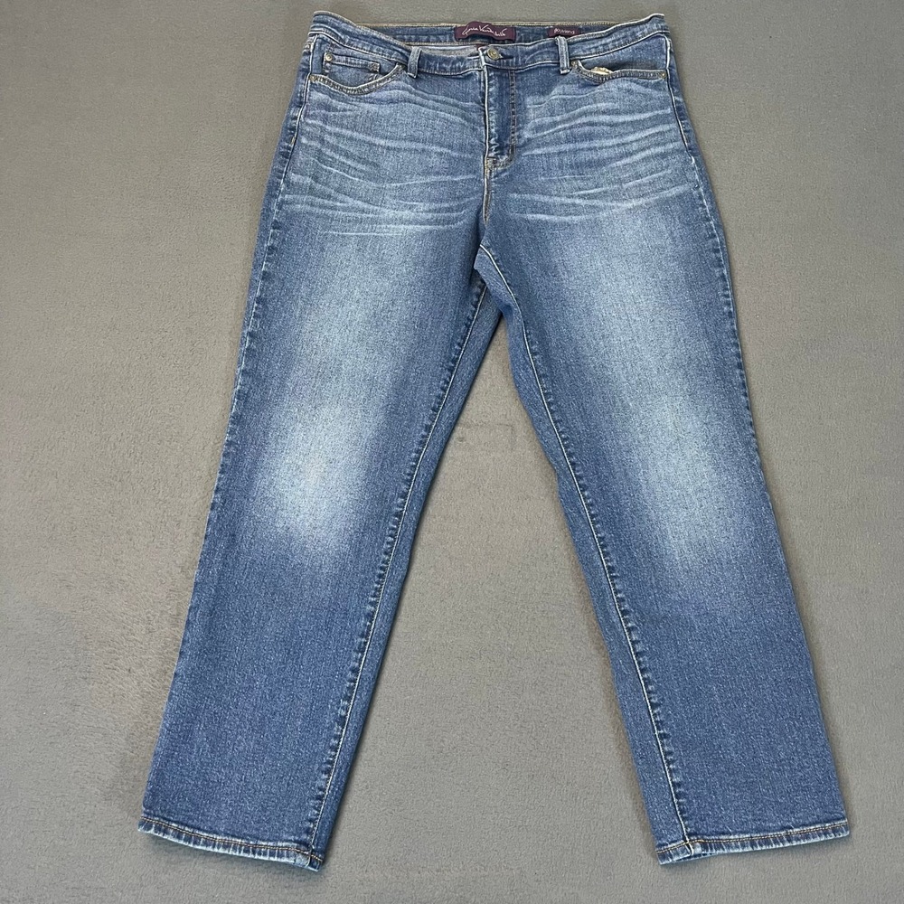 Gloria Vanderbilt Women's Blue Wash Boyfriend Jeans Size‎ 14 Medium Wash 34W 27L